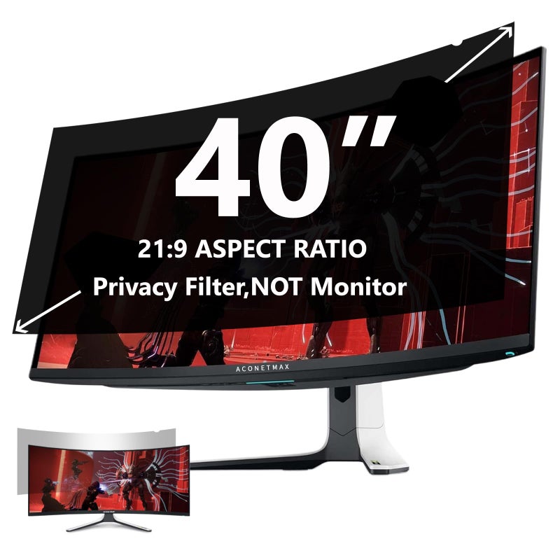 ACONETMAX 40 Inches Privacy Screen Filter for Ultrawide 219 Curved Monitor Computer Privacy Shield AntiGlare Anti Blue Light Protector - Image 2