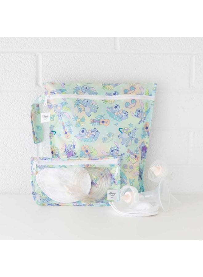 Bumkins - Waterproof Wet Bag & Clear Travel Bags - For Beach, Baby, Travel, Swim Suit, Cloth Diapers, Pump Parts, Pool, Gym, Toiletries - Reusable & Easy to Clean - Disney Stitch - 4 Pack - Image 4