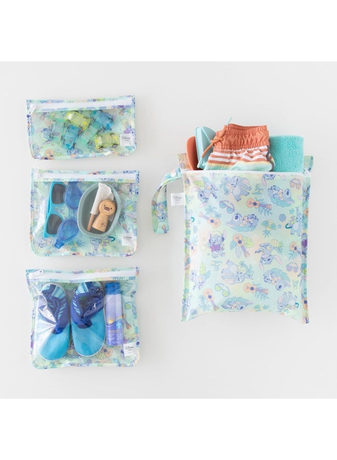 Bumkins - Waterproof Wet Bag & Clear Travel Bags - For Beach, Baby, Travel, Swim Suit, Cloth Diapers, Pump Parts, Pool, Gym, Toiletries - Reusable & Easy to Clean - Disney Stitch - 4 Pack - Image 2