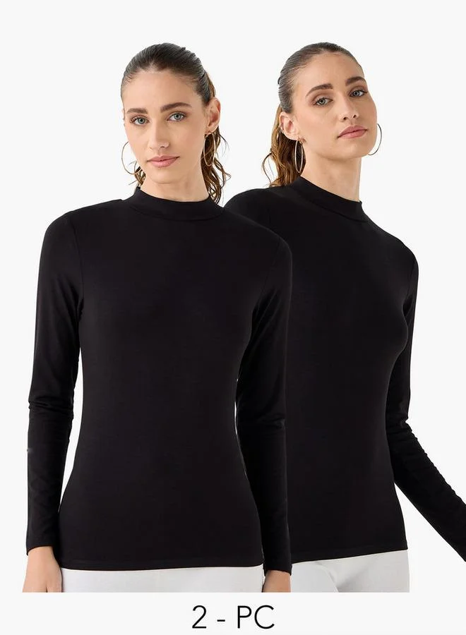 سبلاش فيڤ Set of 2 - T-shirt with High Neck and Long Sleeves