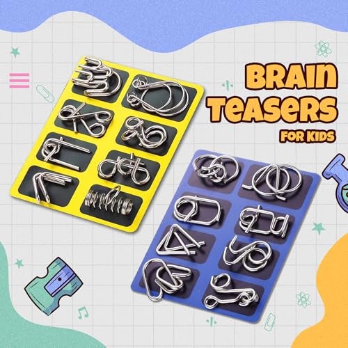 HomeAura 16 Piece Metal Puzzle Games Set for Adults & Kids Brain Teaser Puzzles for IQ Testing | Boredom Buster Metal Puzzles for Adults Disentanglement Puzzle Game | Unlock Interlock Toys Kids Adults - Image 2