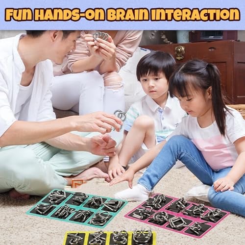 HomeAura 16 Piece Metal Puzzle Games Set for Adults & Kids Brain Teaser Puzzles for IQ Testing | Boredom Buster Metal Puzzles for Adults Disentanglement Puzzle Game | Unlock Interlock Toys Kids Adults - Image 4