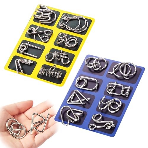 HomeAura 16 Piece Metal Puzzle Games Set for Adults & Kids Brain Teaser Puzzles for IQ Testing | Boredom Buster Metal Puzzles for Adults Disentanglement Puzzle Game | Unlock Interlock Toys Kids Adults - Image 1