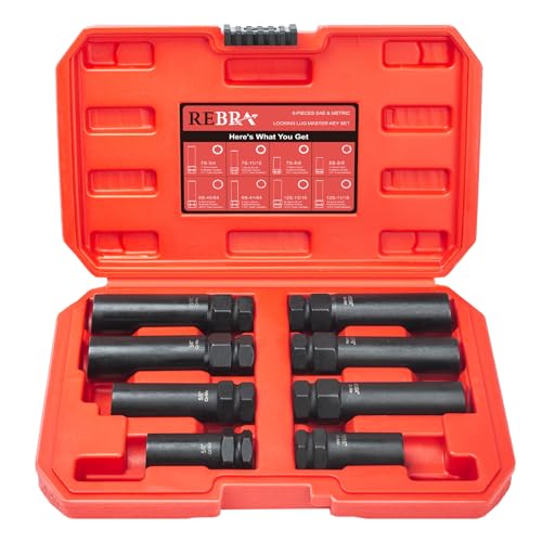 REBRA 6 Spline & 7 Spline Lug Nut Socket Set, Drive Wheel Lock Key, Locking Nut Removal Tool for Easy Installation on Aftermarket Rims (8-Pieces) - Image 1