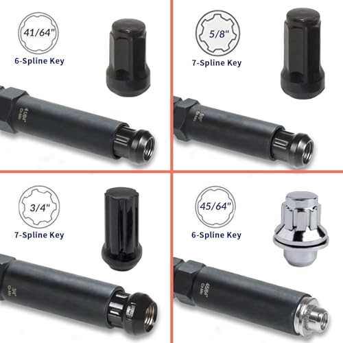 REBRA 6 Spline & 7 Spline Lug Nut Socket Set, Drive Wheel Lock Key, Locking Nut Removal Tool for Easy Installation on Aftermarket Rims (8-Pieces) - Image 4
