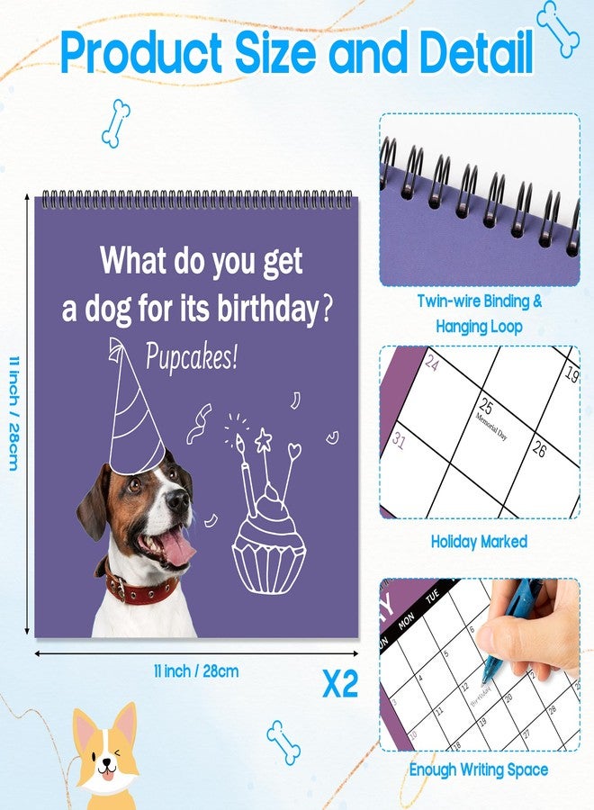 JAPBOR Funny Dog Joke Pun Calendar - 2PCS 2026 Dogs Themed Wall Calendar, 12 Months Hanging Planner with Thick Paper, Animals Weekly Monthly Home Office Organizer for New Year Christmas Gifts (11" x 11") - Image 2