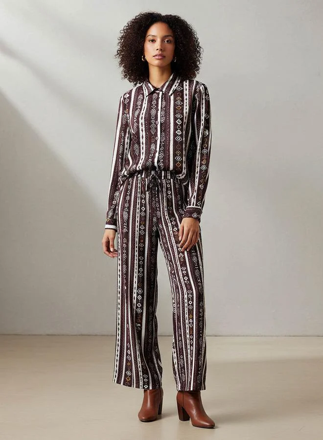 Splash FAV Coord Set with Shirt & Wide Leg Pants