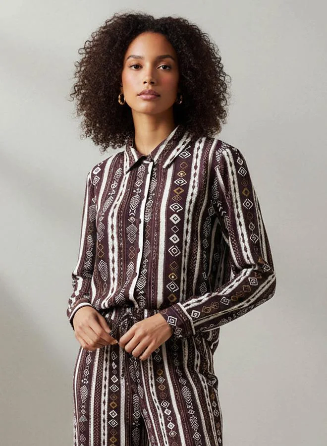 Splash FAV Coord Set with Shirt & Wide Leg Pants