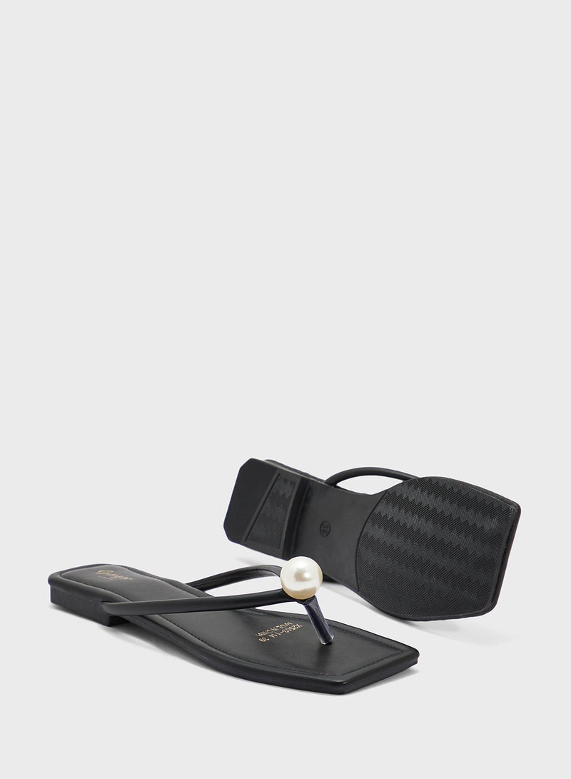 Ginger Thong Sandal With Pearl  - Image 3