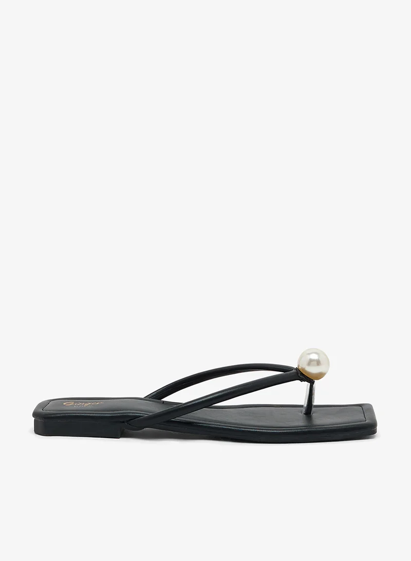 Ginger Thong Sandal With Pearl