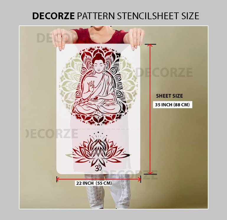 DECORZE Buddha Wall Art, Buddha Stencils, Buddha Art, Budda Stencil for Painting, Buddha Paiting on Wall, Buddha Designs on WallsDBS-0117 - Image 2