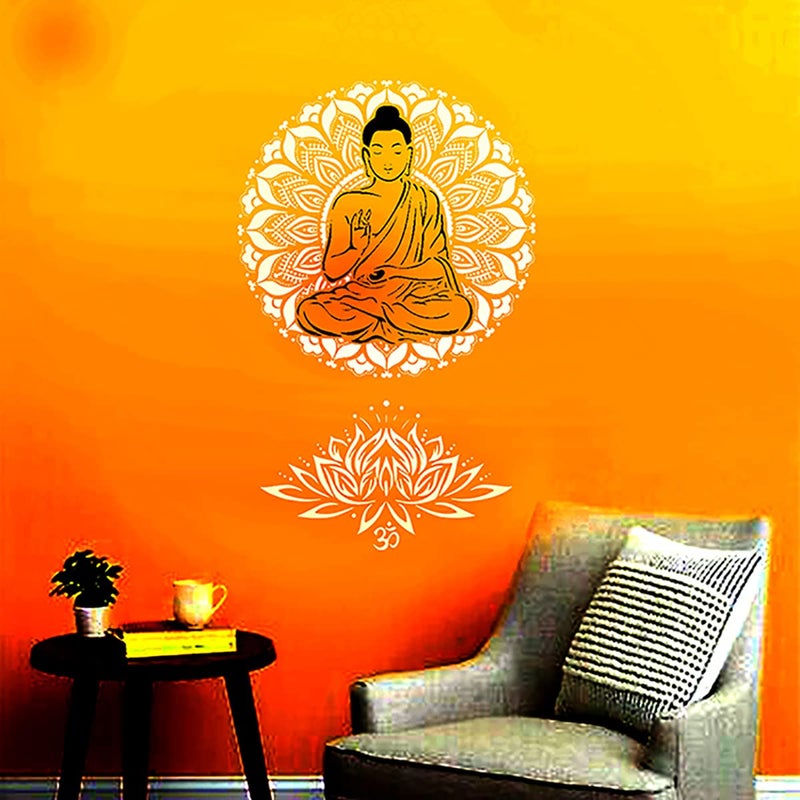 DECORZE Buddha Wall Art, Buddha Stencils, Buddha Art, Budda Stencil for Painting, Buddha Paiting on Wall, Buddha Designs on WallsDBS-0117 - Image 1