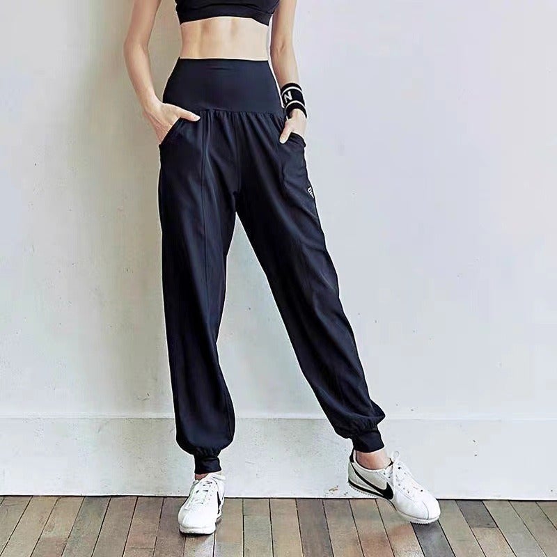 WU Women's Loose Fit Running Yoga Pants with High Waist and Elastic Ankles, Quick-Dry Breathable Athletic Trousers for Summer - Image 2