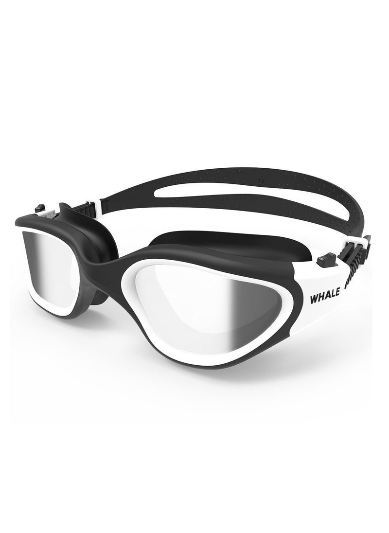 Whale Professional Adult Anti-fog UV protection Lens Men Women Swimming Goggles Waterproof Adjustable Silicone swim (White) - Image 1