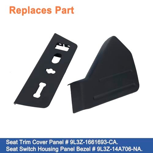 YOUYIEN Front Left Driver Seat Trim Cover Panel & Seat Switch Housing Panel Bezel(2PCS). Fit for Ford F-150 2009-2014. Replaces Part #9L3Z-1661693-CA,9L3Z-14A706-NA(Black). - Image 2