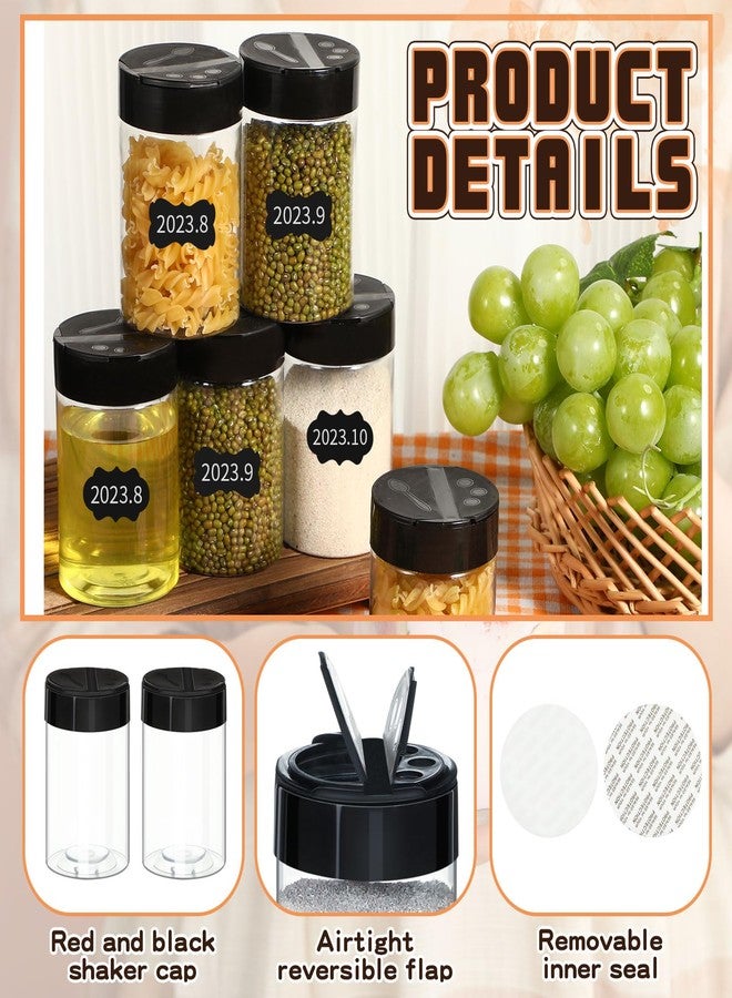 Uiifan 18 Pack 10 oz large plastic Spice Jars with Black Lids Clear and Safe Spice Bottles with Black PVC Labels Plastic Containers with Shaker Lids for Kitchen Storing Salt Herbs Seasoning Powders - Image 3