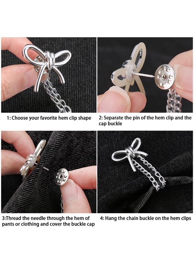 8Pcs Multi Function Clothing Clips for Hemming Metal Star Pearl Heart Bow Shirts Clothes Pant Hem Clips Pin Cute Decorative Long Jeans Pants Legs Sleeves Buttons Chain Clips for Clothing Accessories - Image 3