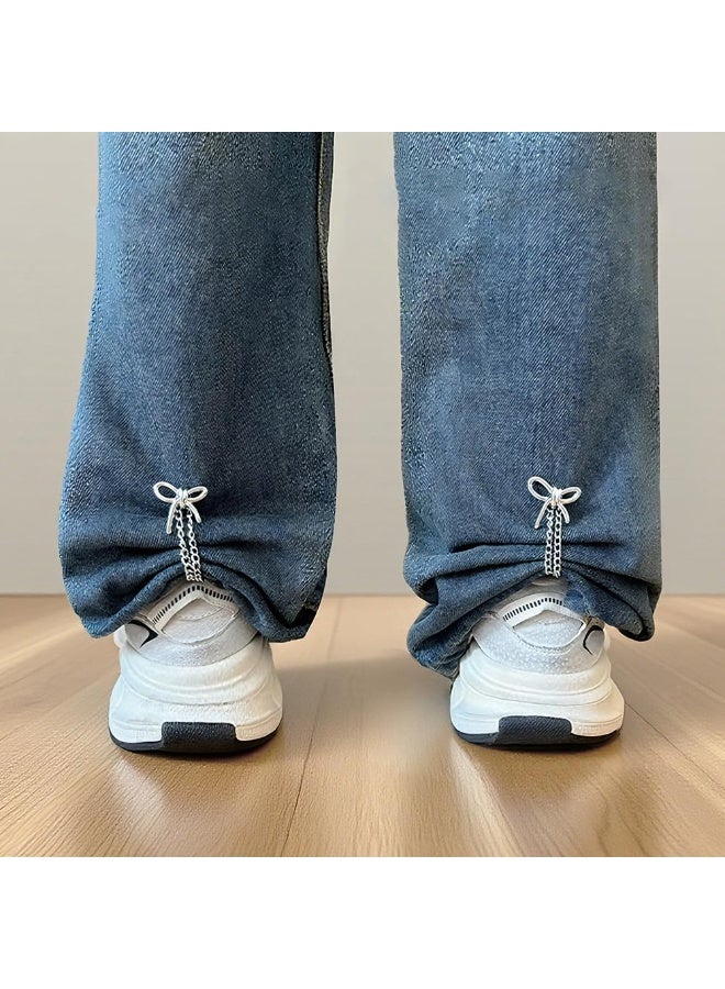 8Pcs Multi Function Clothing Clips for Hemming Metal Star Pearl Heart Bow Shirts Clothes Pant Hem Clips Pin Cute Decorative Long Jeans Pants Legs Sleeves Buttons Chain Clips for Clothing Accessories - Image 4