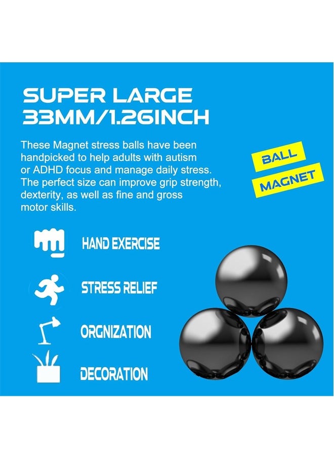 null - Cool 1.26 Inch Jumbo Magnets Balls Fidget Toys for Adults, Large Fidget Mangetic Set of 4 with Fiber Case, Replacement for Ferrite Putty Office Desk Decorations and Stress Relief Black - Image 1