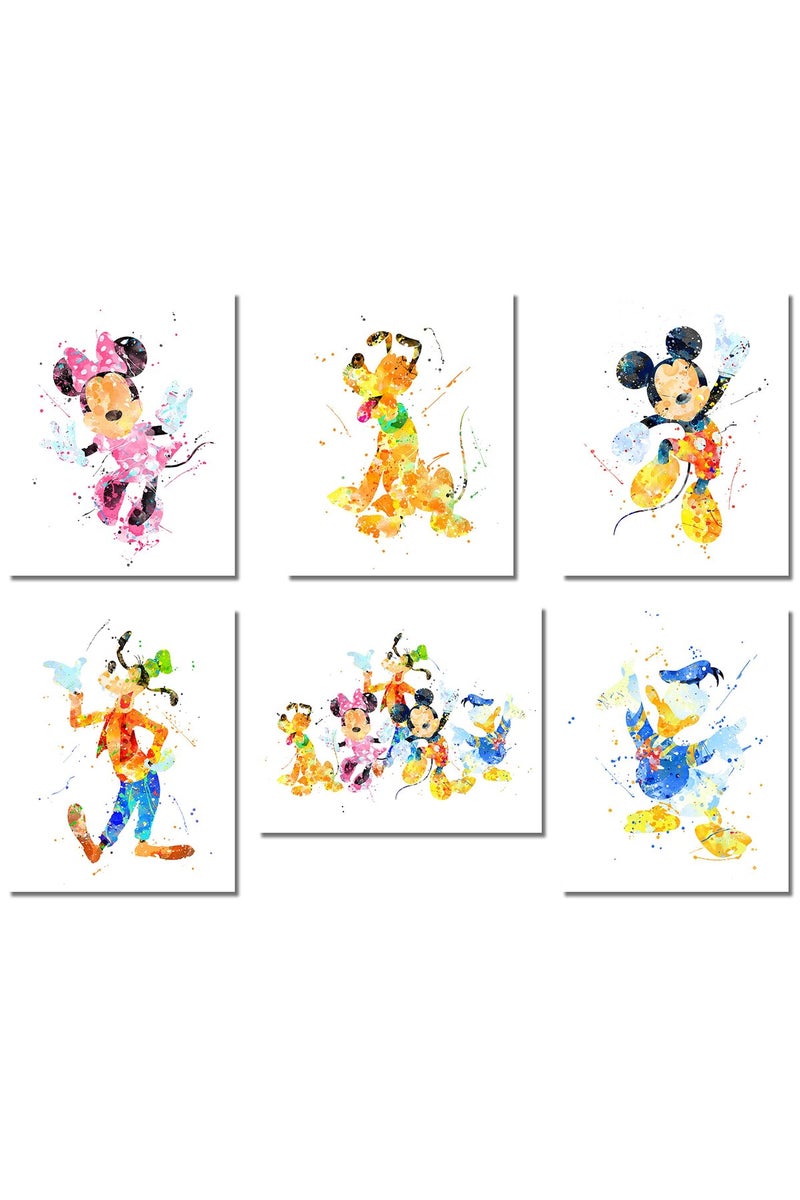 BigWig Prints ALAYRA Mickey Mouse Wall Art Poster Prints - Set of Six 8x10 Photos - with Mickey Donald Duck Goofy Pluto - Image 1