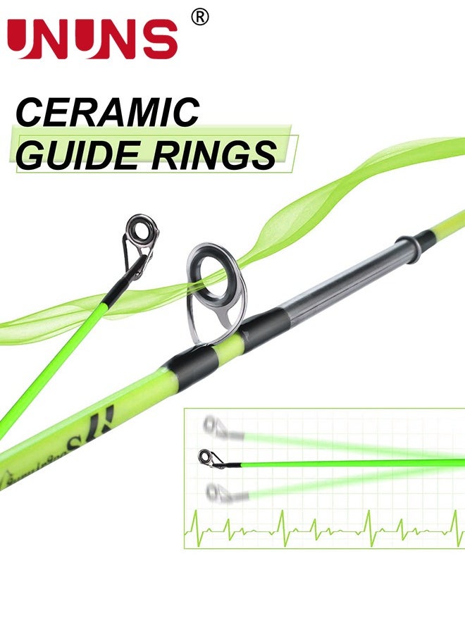 UNUNS Fishing Rod,2.4m Portable Fishing Pole,Lightweight Fish Rod With Sturdy Reel Seat,Glass Fiber Spinning Rod For Inshore Saltwater Freshwater Bank Fishing,Fishing Gear For Fishermen Anglers  - Image 3