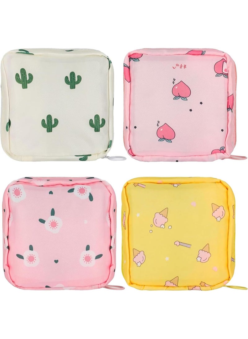 SUNSAR 4 PCS Sanitary Pad Storage Bag, Period Bag with Zipper, Small Cute Period Pouch for Purse Tampon Pad Holder Portable Period Bag for School, for Female Girls - Image 1