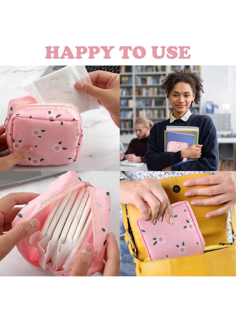 SUNSAR 4 PCS Sanitary Pad Storage Bag, Period Bag with Zipper, Small Cute Period Pouch for Purse Tampon Pad Holder Portable Period Bag for School, for Female Girls - Image 4