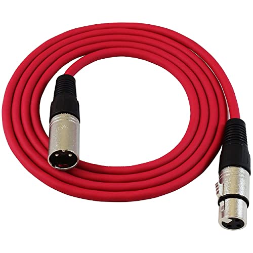 KEBILSHOP Microphone Cable 10 Feet XLR Male to Female Balanced Microphone Cord 3 pin for Microphone, Live Sound & Performance, Stage, RED Cable. DJ,3 meter/10 Feet - Image 1