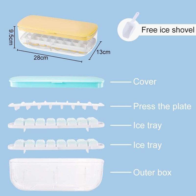 KRUPAVI Ice Cube Tray with Lid and Bin Plastic Ice Cube Tray Molds Ice Trays for Freezer Chilling Drinks Whiskey Cocktails with Ice Container Ice Scoop BPAFree Food Grade for Freezer - Image 2