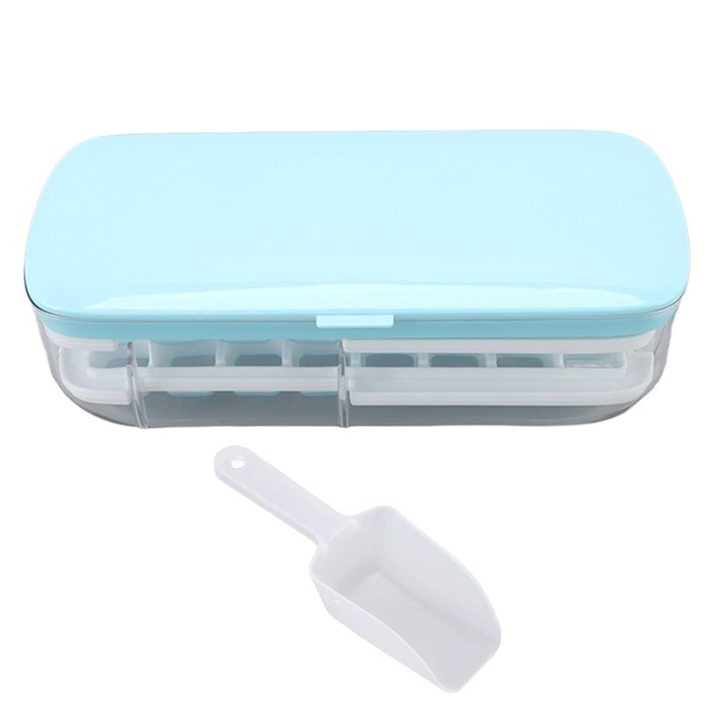 KRUPAVI Ice Cube Tray with Lid and Bin Plastic Ice Cube Tray Molds Ice Trays for Freezer Chilling Drinks Whiskey Cocktails with Ice Container Ice Scoop BPAFree Food Grade for Freezer - Image 1
