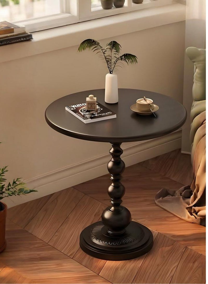 KIIUMI Metal Round Side Table, Vintage Sofa Coffee Table, Vintage Service table, Accent Pedestal Table for Living Room  Office (Black) - Image 1