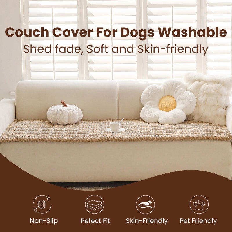Disayu Couch Cover for Dogs Washable, Non-Slip Pet Couch Covers for Sofa, Fuzzy Dog Couch Cover Blanket for Furniture Protector (Light Brown, 27.6" x 59"/70 x 150cm) - Image 2