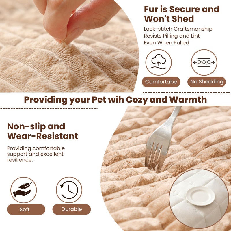 Disayu Couch Cover for Dogs Washable, Non-Slip Pet Couch Covers for Sofa, Fuzzy Dog Couch Cover Blanket for Furniture Protector (Light Brown, 27.6" x 59"/70 x 150cm) - Image 4