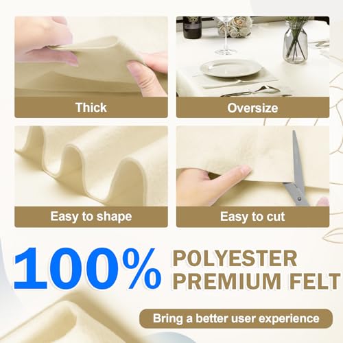 XSEINO Ivory Large Felt Fabric 72" X 36 "(2 Square Yards), 1.4 mm Thick Soft Felt Fabric Sheet for Crafts, White Series Colors Soft Nonwoven Fabric, Fit for Decoration, Sewing, DIY Crafts - Image 4