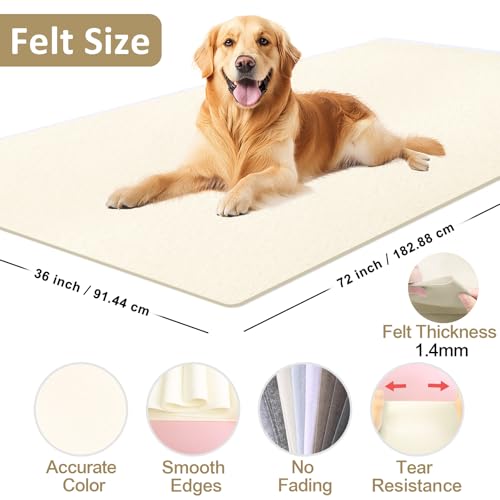 XSEINO Ivory Large Felt Fabric 72" X 36 "(2 Square Yards), 1.4 mm Thick Soft Felt Fabric Sheet for Crafts, White Series Colors Soft Nonwoven Fabric, Fit for Decoration, Sewing, DIY Crafts - Image 2