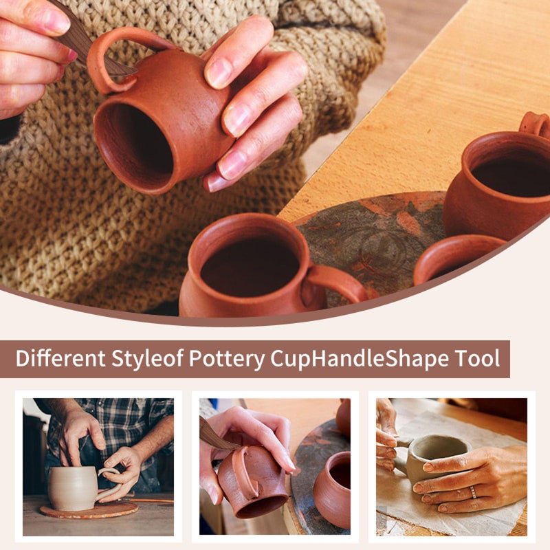 Sthmeyue Mug Handle Carving Tool, Pottery Handle Making Tools Set,5 PCS Walnut Wood Handle Sculpting & Carving Tools, Durable & Comfortable, Ideal for Shaping Clay Cup Handles - Image 4