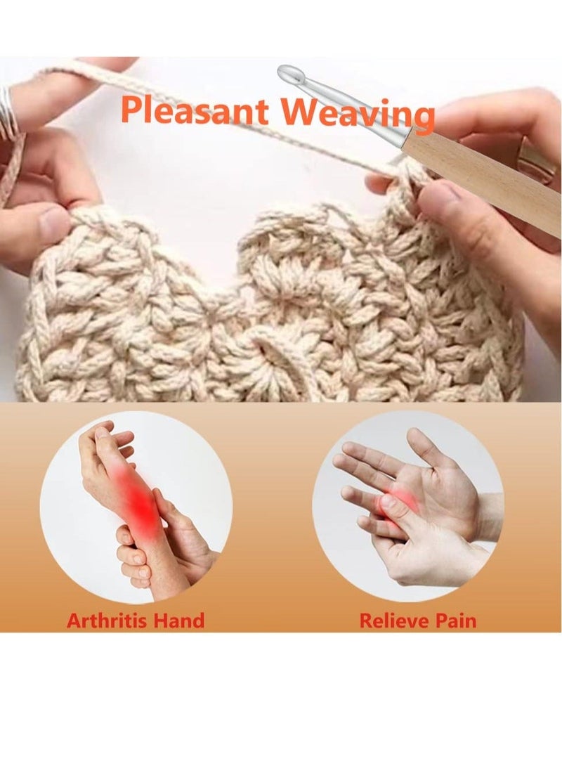 Large Crochet Hooks Set, Beech Wood Handle Crochet Hooks, for Crocheting, Ergonomic Knitting Hooks Set for Crochet Yarn Craft, Knitting Crochet Supplies (6.5mm,7.0mm,8.0mm,9.0mm,10.0mm) - Image 3