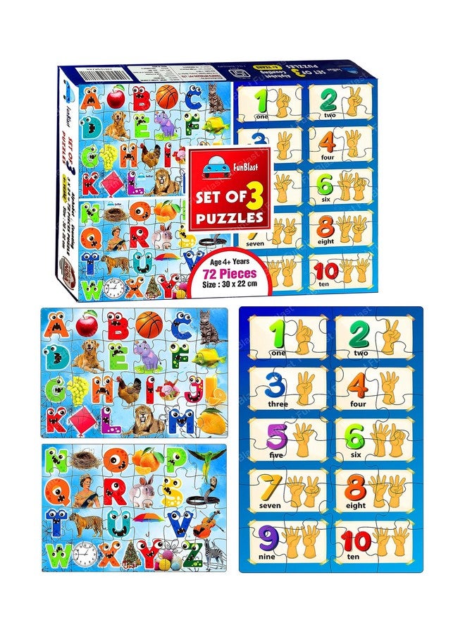 فنبلاست ألغاز الصور المقطوعة الأبجدية من فن بلاست للأطفال، ألغاز الصور المقطوعة لتعلم الأبجدية والأرقام، ألغاز ABC و123، ألغاز للأطفال من سن 3 سنوات فما فوق (72 قطعة؛ متعددة الألوان) - Image 1