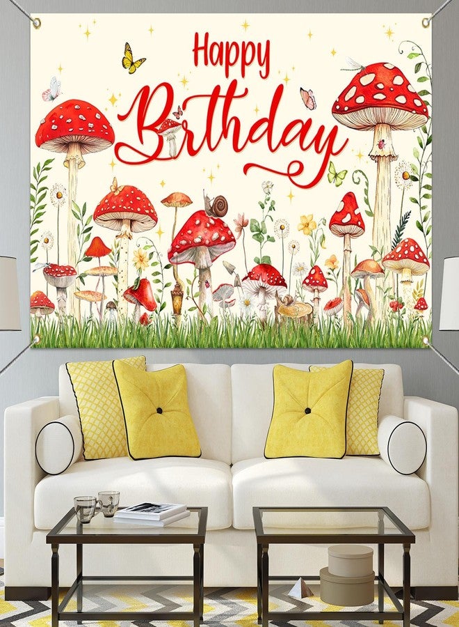 Mocsicka Mushroom Birthday Banner Backdrop Red Mushroom Birthday Party Banner Mushroom Birthday Party Decorations for Kids Birthday Party Supplies (Red, 70.8x43.3 inch) - Image 4