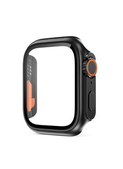 For Apple Apple Watch10 Case Second Change Ultra Scratch-resistant Appearance PC Case Film Integrated Protective Case-Color:Original Machine Black + Orange-Dimensions:44mm (with Opp Bag Packaging)