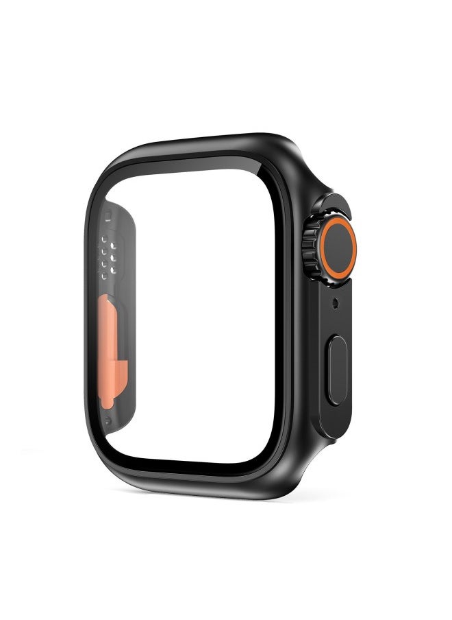 Generic - For Apple Apple Watch10 Case Second Change Ultra Scratch-resistant Appearance PC Case Film Integrated Protective Case-Color:Original Machine Black + Orange-Dimensions:44mm (with Opp Bag Packaging) - Image 1