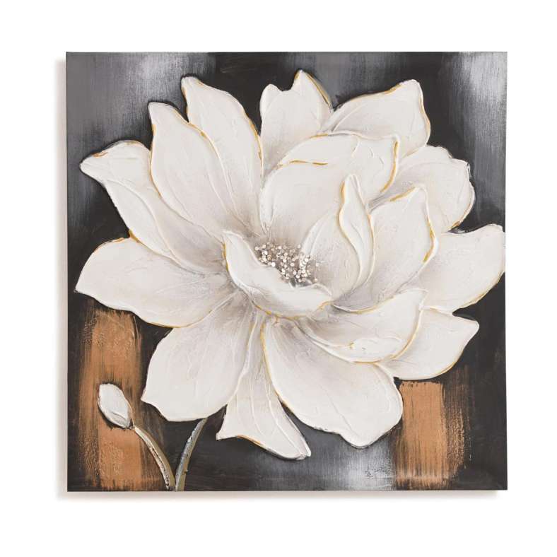 Pan Home Blomen Hand Painted Canvas Wall Art 60x3x60cm- White - 191FMB9900427 - Image 4