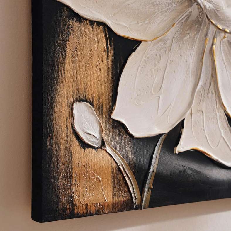 Pan Home Blomen Hand Painted Canvas Wall Art 60x3x60cm- White - 191FMB9900427 - Image 3