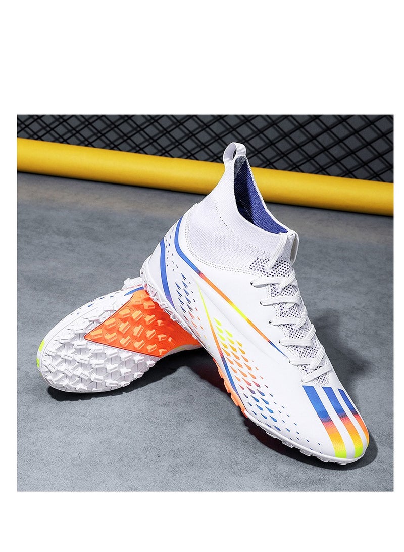 xozgdovg Short spike sneakers TF training shoes Football shoes non-slip (short spike bright white) 41 size - Image 1