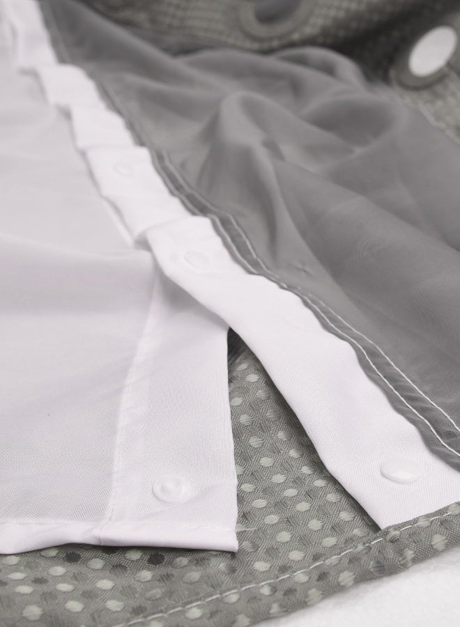 Noon East No Hook Shower Curtain with Snap in Liner Replacement - Waterproof Fabric - Waffle Pattern, 180x188cm Size - Grey - Image 5