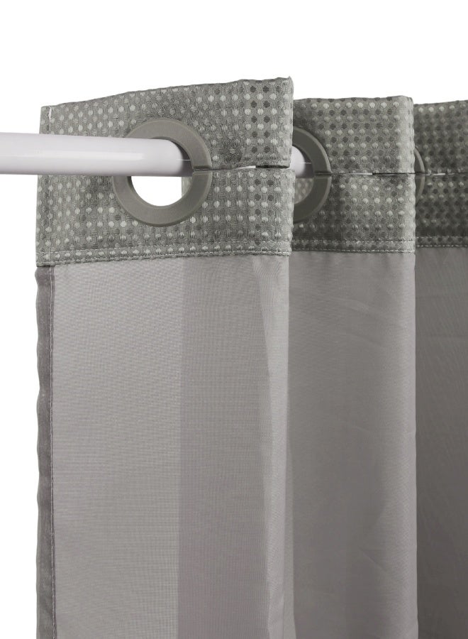 Noon East No Hook Shower Curtain with Snap in Liner Replacement - Waterproof Fabric - Waffle Pattern, 180x188cm Size - Grey - Image 3