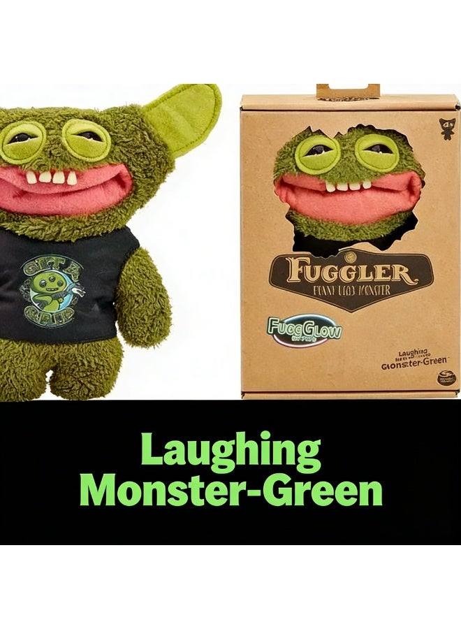 Fuggler Laughing Monster Plush - 9" Green Glow-in-the-Dark Edition Collectible Stuffed Toy with Band Tee & Big Ears - Image 1