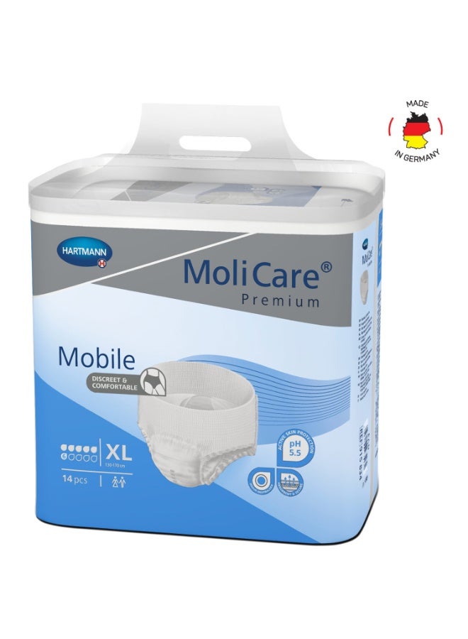 Molicare Adult Diaper Pants, MoliCare Premium Mobile, Diapers pants for adult incontinence, Unisex, Extra Large, 6 drops, 14 pieces/pack - Image 1