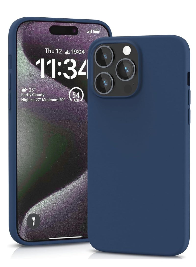 ELTRAZONE Silicone Case for iPhone 15 Pro Max, Soft-Touch, Shockproof, DustProof, Antiskid Full Body Armour Phone Cover for Apple iPhone 15 Pro Max - Dark Blue - Image 1