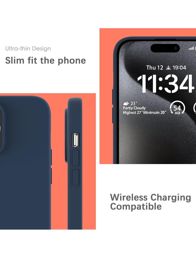 ELTRAZONE Silicone Case for iPhone 15 Pro Max, Soft-Touch, Shockproof, DustProof, Antiskid Full Body Armour Phone Cover for Apple iPhone 15 Pro Max - Dark Blue - Image 5